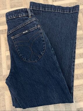 ROLLA'S Indigo Blue High rise, wide leg Jeans with Signature Pocket Stitch